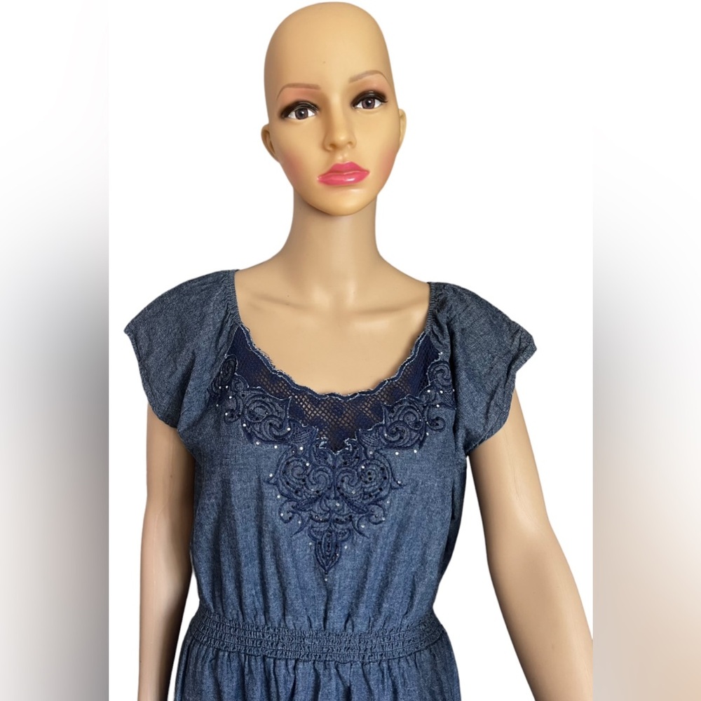 Reba Blue Denim Tiered Ruffled Dress - Picture 6 of 8